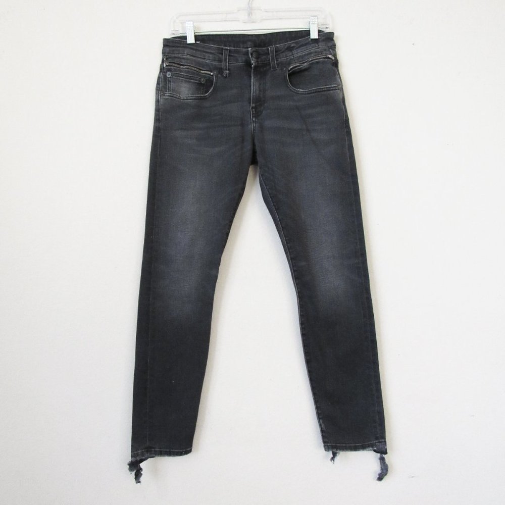 R13 Black Stretch Denim Skinny Jeans ‘Biker Boy’ Size-27 . Made in Italy. Moto